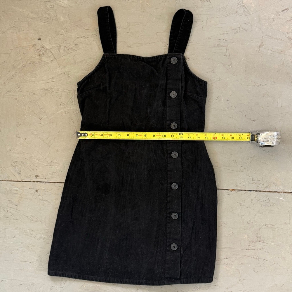 Live to Be Spoiled Black Corduroy Button Front Mini Dress Jumper Medium - Picture 8 of 8